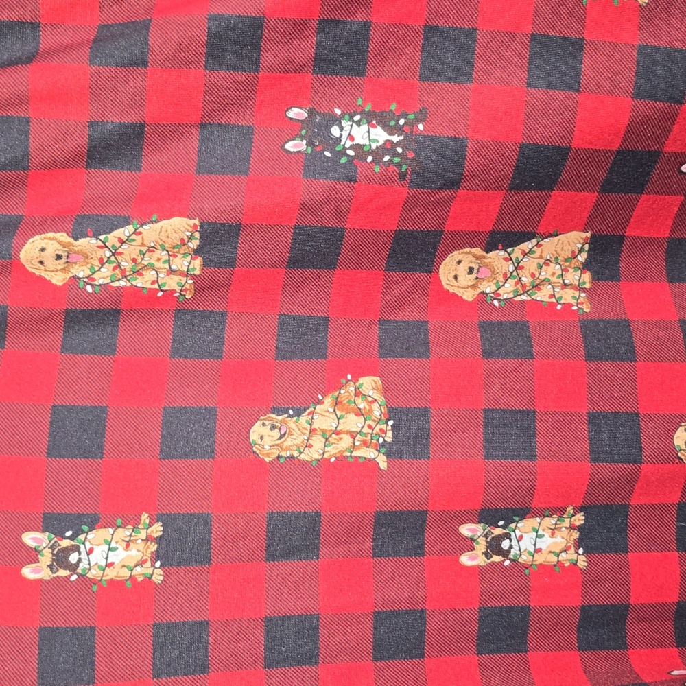 Simply Southern Lounge PJ Pants Dogs Tangled Christmas Lights Plaid Women XL - Picture 5 of 16